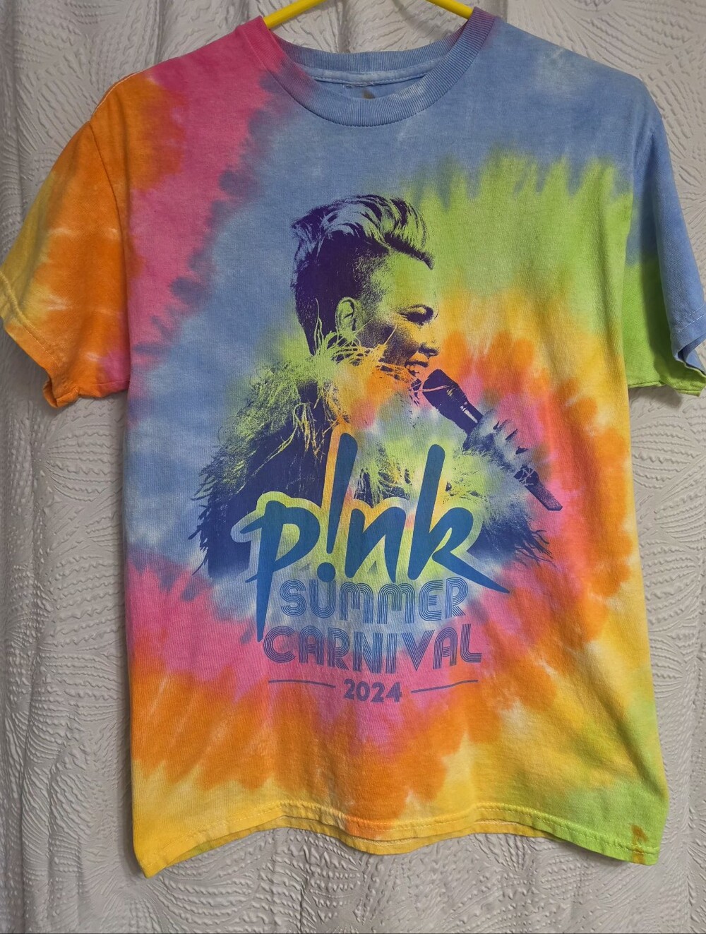 Pink Summer Carnival 2024 Tie-Dye Graphic Tee - Multicolor